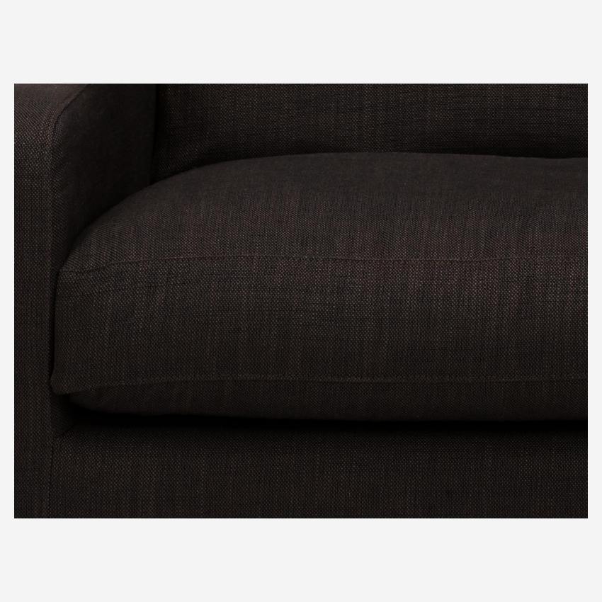 Sofá compacto de tela italiana - Marrón - Patas roble