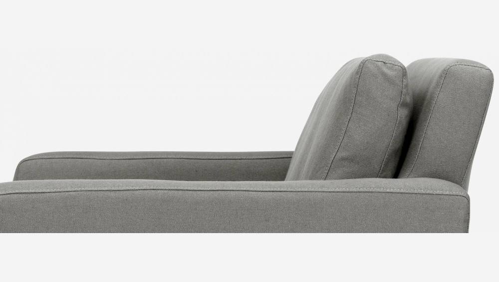Sofá compacto de tela italiana - Gris perla - Patas roble