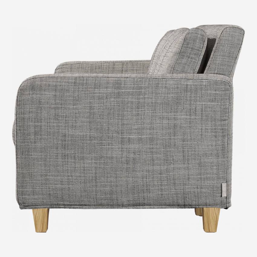 3-Sitzer-Sofa aus italienischem Stoff - Perlgrau - Eichenfüße