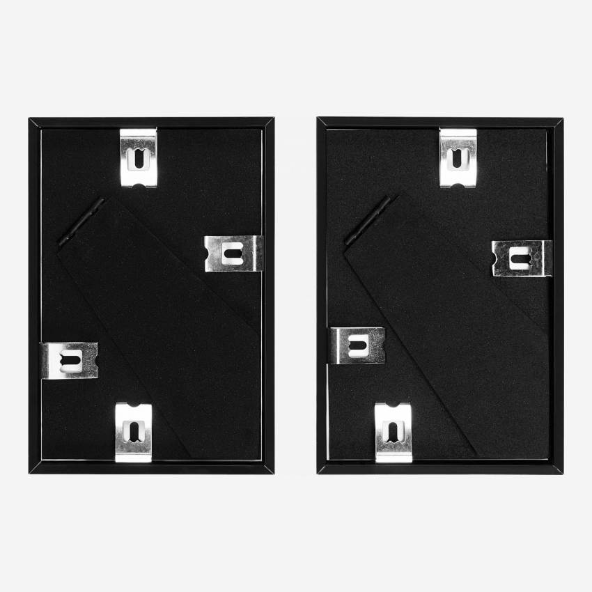 2er Set Bilderrahmen zum Aufhängen, 10x15cm, aus Aluminium, schwarz