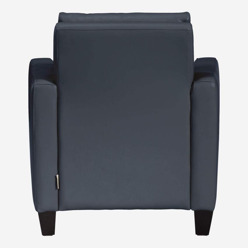 Sessel aus Leder - Blau - Schwarze Füße