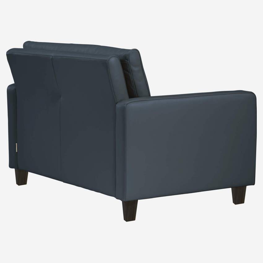Sofá compacto de piel - Azul - Patas negras