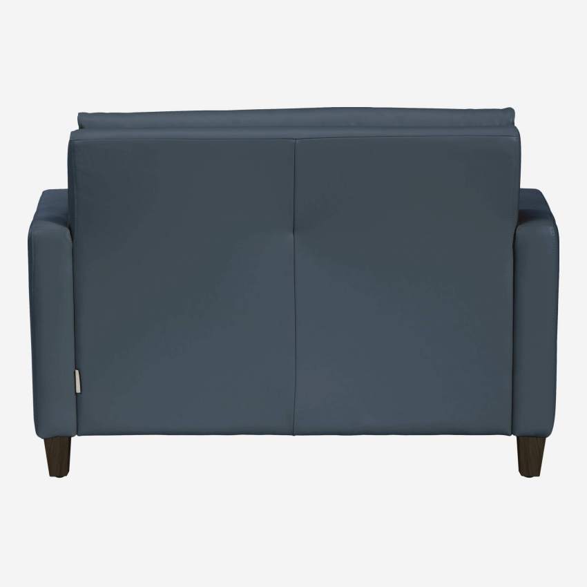 Sofá compacto de piel - Azul - Patas negras