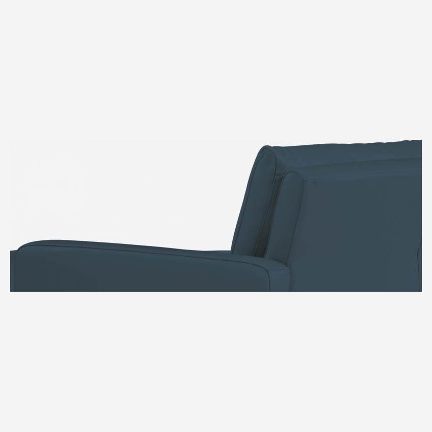 Canapé d'angle 2 places en cuir - Bleu - Pieds noirs