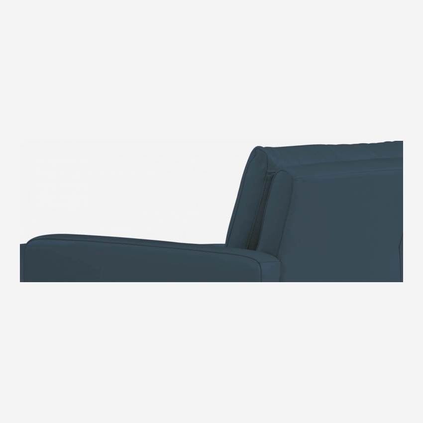 2-Sitzer-Ecksofa aus Leder - Blau - Schwarze Füße