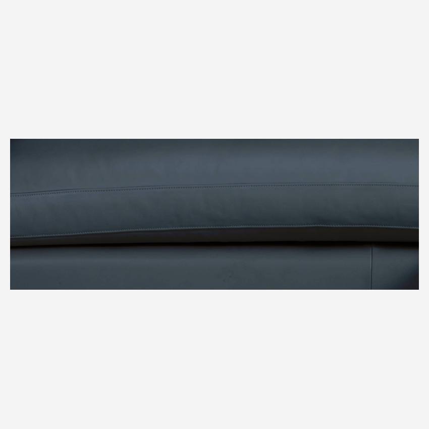 Sofá de ángulo 2 plazas de piel - Azul - Patas negras