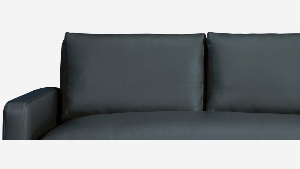 Sofá de ángulo 2 plazas de piel - Azul - Patas negras