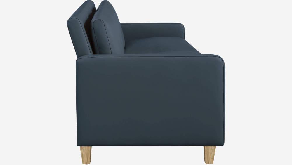 Compacte zetel in leer - Blauw - Eiken poten