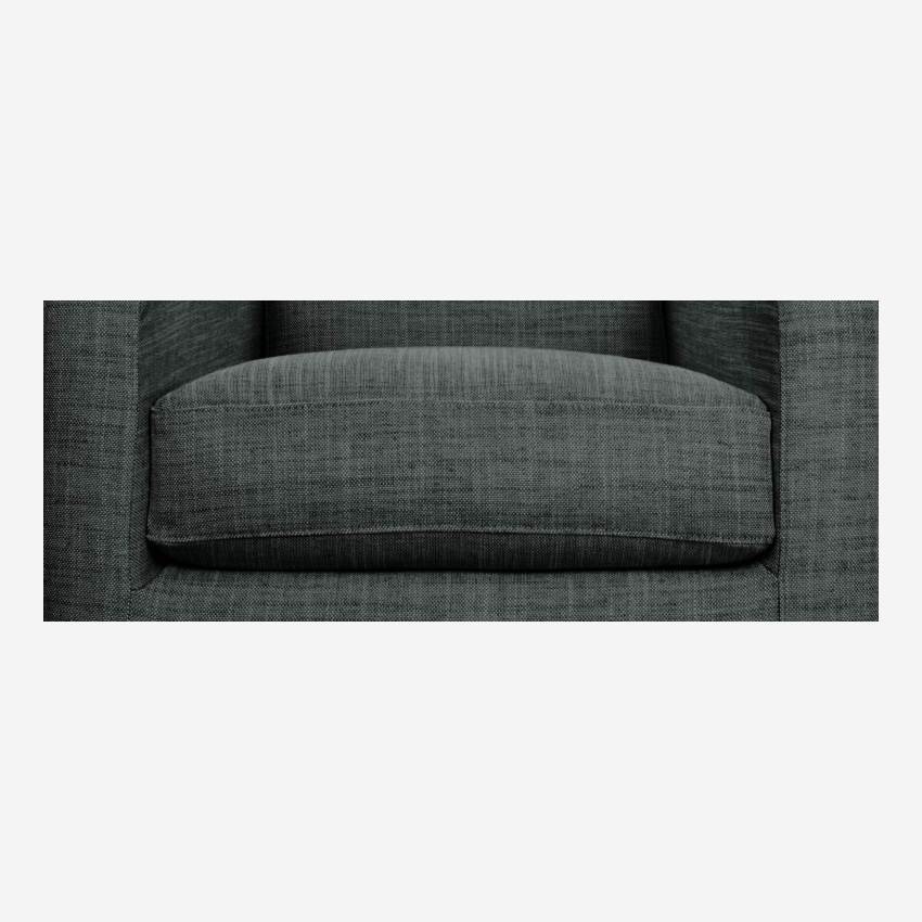 Fauteuil en tissu italien - Gris anthracite - Pieds chêne