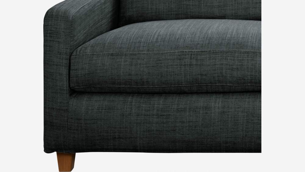 Sofá de 2 lugares em tecido italiano - cinza antracite - Pés madeira