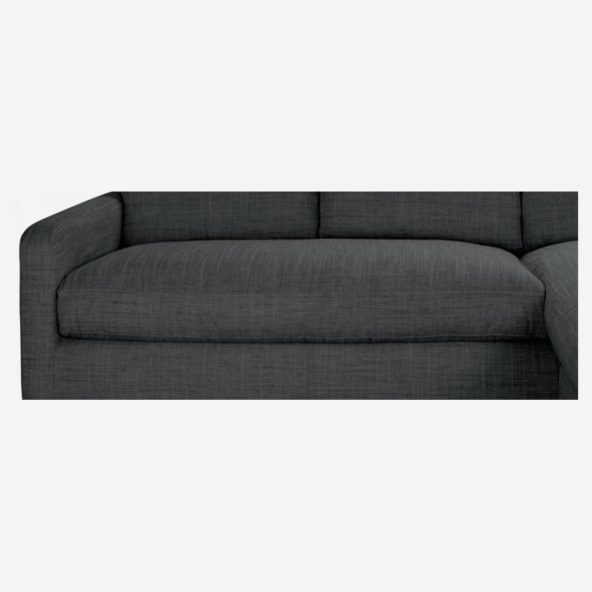 Sofá de ángulo 2 plazas de tela italiana - Gris antracita - Patas negras