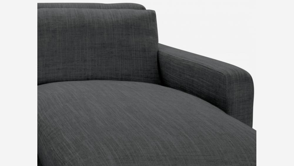 Sofá de ángulo 2 plazas de tela italiana - Gris antracita - Patas roble