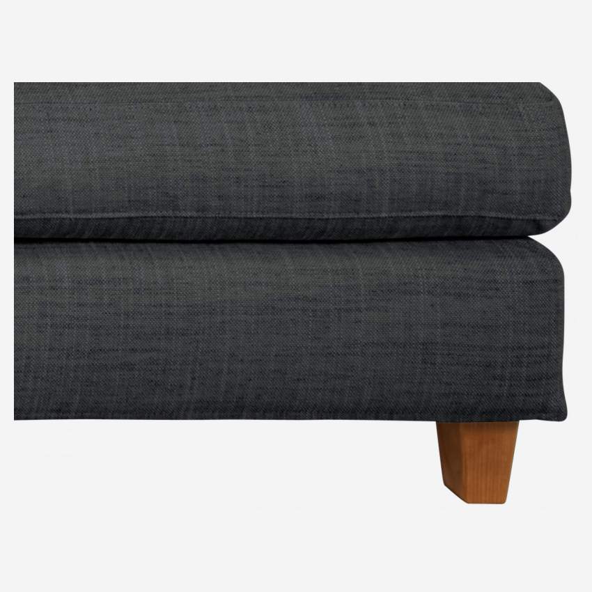 Canapé d'angle 2 places en tissu italien - Gris anthracite - Pieds chêne