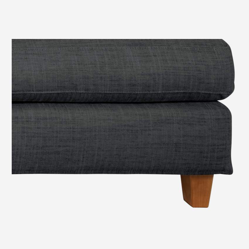 Canapé d'angle 2 places en tissu italien - Gris anthracite - Pieds chêne