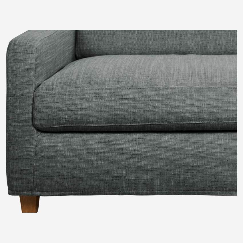 Compacte zetel in Italiaanse stof - Grey - Eiken poten