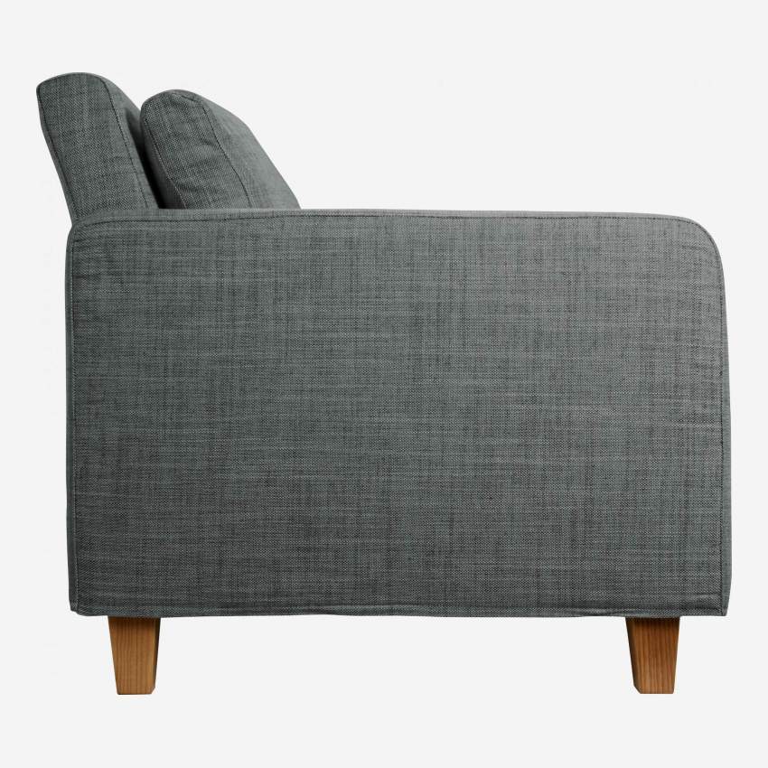 2-Sitzer-Sofa aus italienischem Stoff - Grau - Eichenfüße