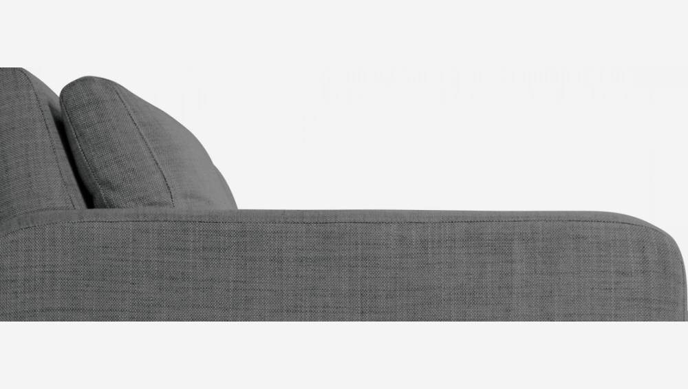 Sofá de ángulo 2 plazas de tela italiana - Gris - Patas roble