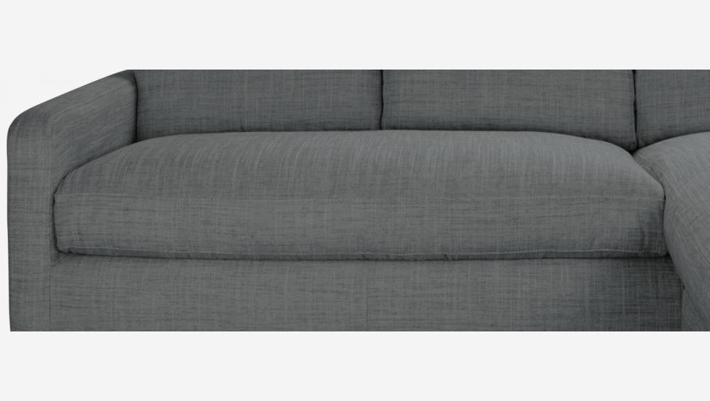 Canapé d'angle 2 places en tissu italien - Gris - Pieds chêne
