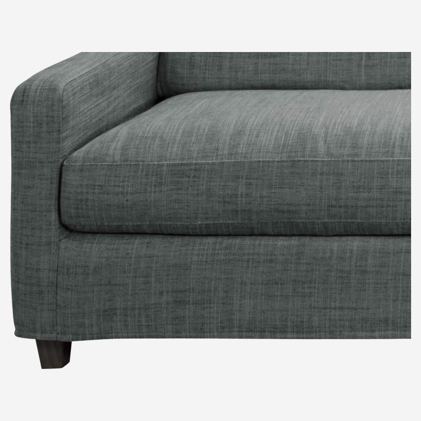 3-Sitzer-Sofa aus italienischem Stoff - Grau - Schwarze Füße
