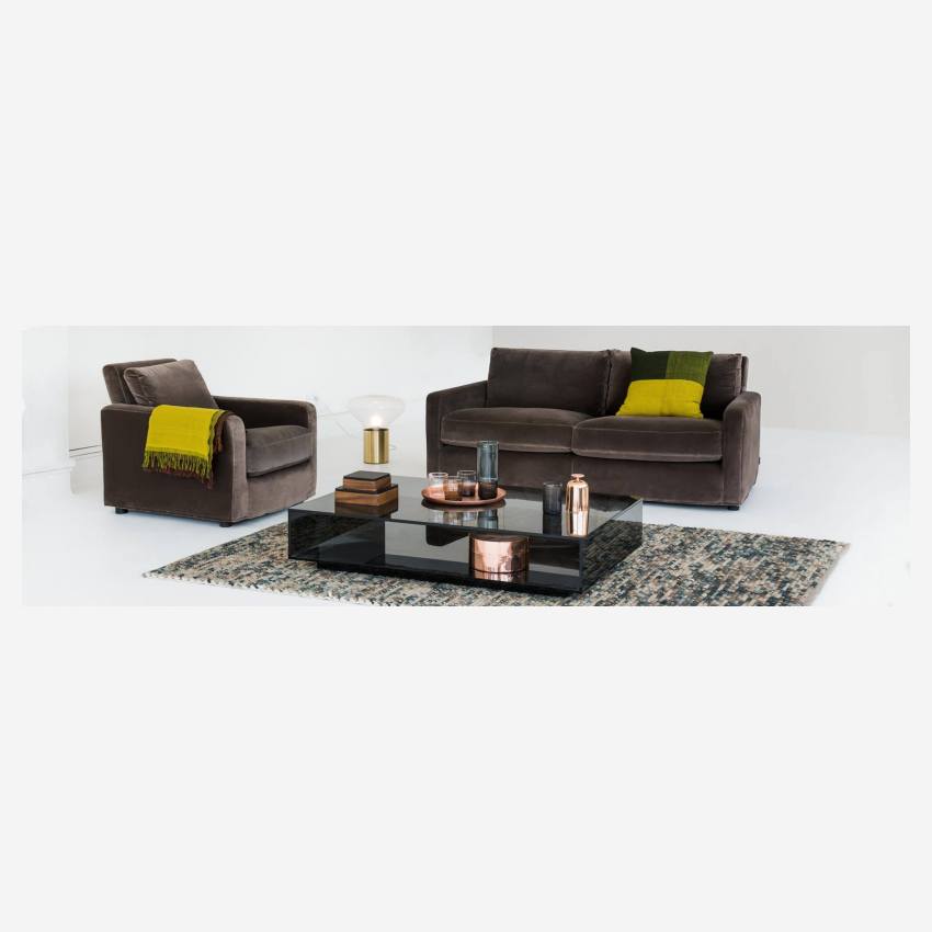 Sofá compacto de tela italiana - Gris claro - Patas negras