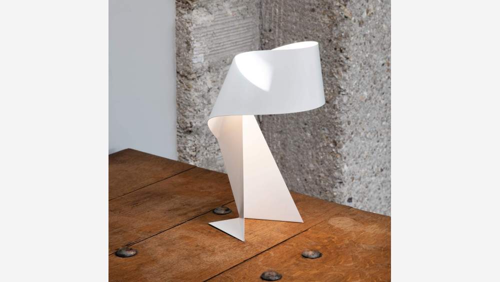 Candeeiro de mesa de metal - Branco - 52 cm