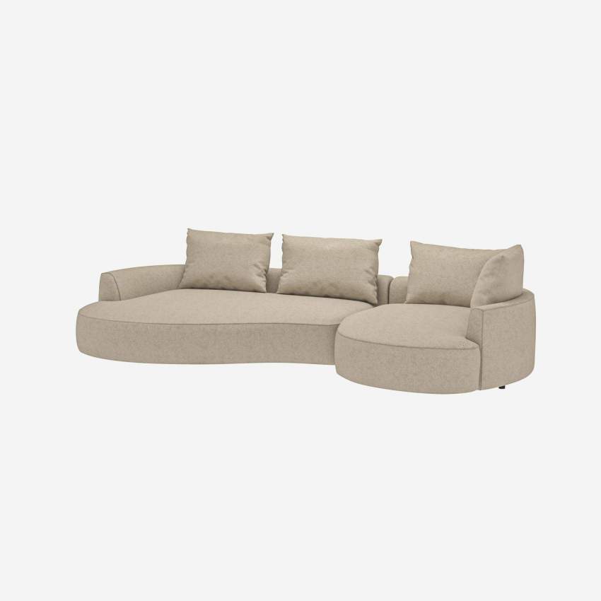 Canapé d'angle droit de forme organique en tissu Lucca - Blanc mastic 
