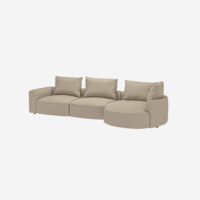 Canapé d'angle droit en tissu Lucca - Blanc mastic 