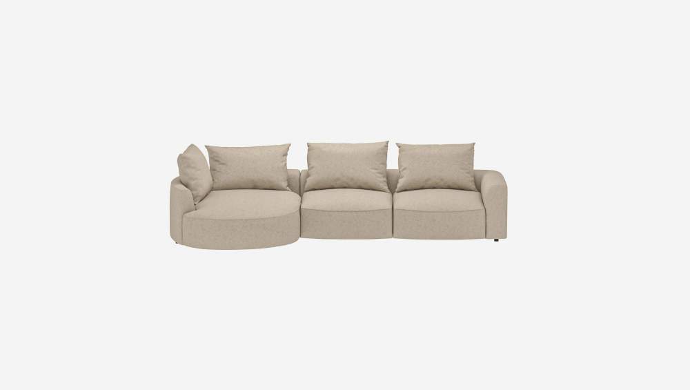 Canapé d'angle gauche en tissu Lucca - Blanc mastic 