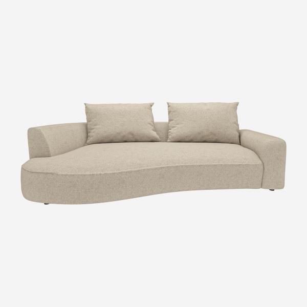 Canapé d'angle gauche de forme organique en tissu Lucca - Blanc mastic 