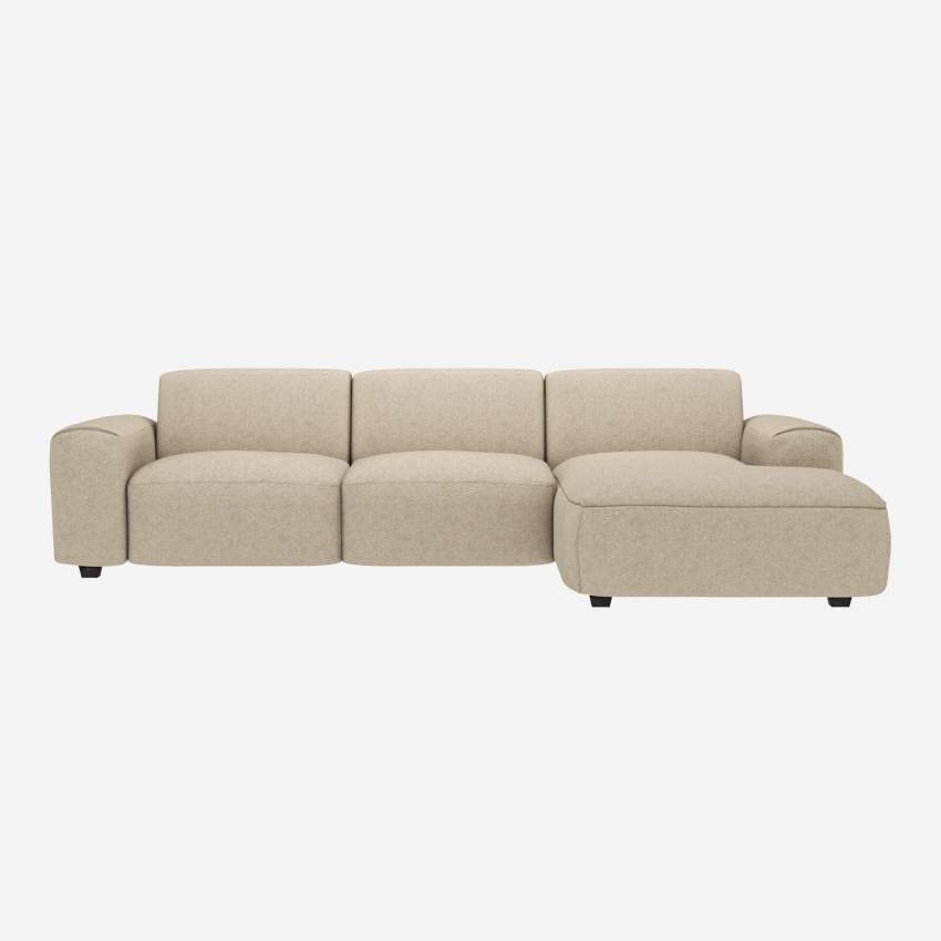 3-Sitzer-Sofa mit Chaiselongue rechts aus Lucca-Stoff - Acrylweiß
