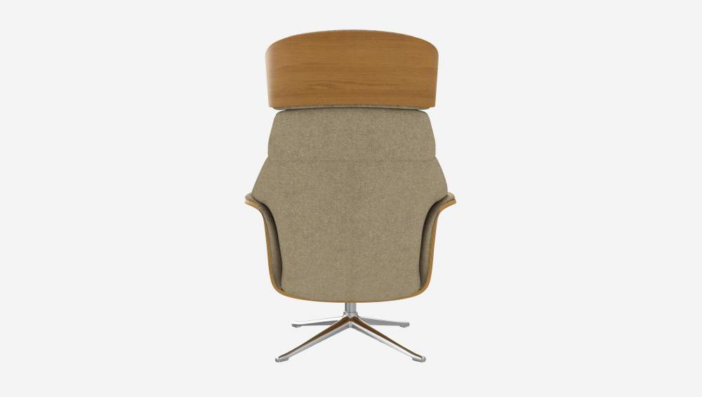 Sessel aus Eiche und Lucca-Stoff - Acrylweiß - Aluminiumfuß