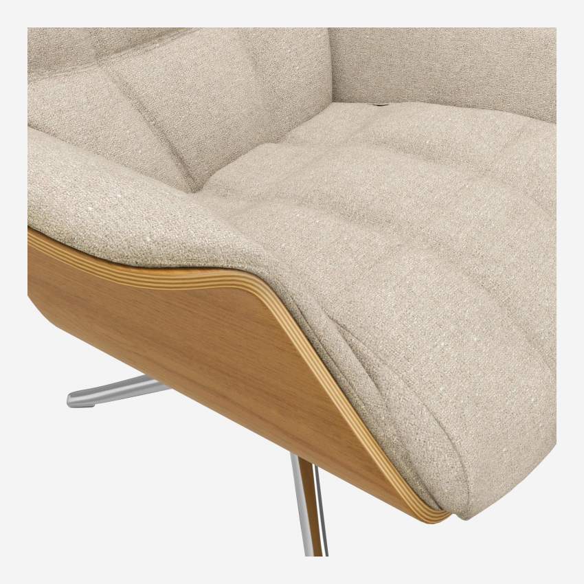 Sessel aus Eiche und Lucca-Stoff - Acrylweiß - Aluminiumfuß
