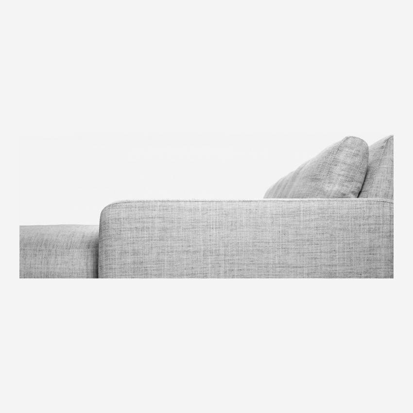 Canapé d'angle 2 places en tissu italien - Gris clair - Pieds noirs