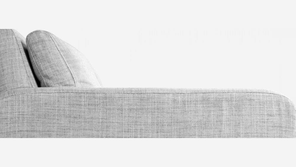 Sofá de ángulo 2 plazas de tela italiana - Gris claro - Patas roble
