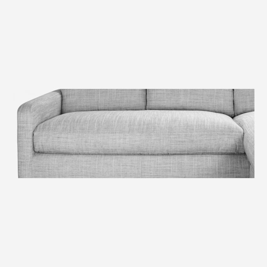 Canapé d'angle 2 places en tissu italien - Gris clair - Pieds chêne