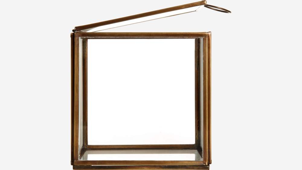Boîte carré en verre – 13 x 13 cm – Transparent et doré
