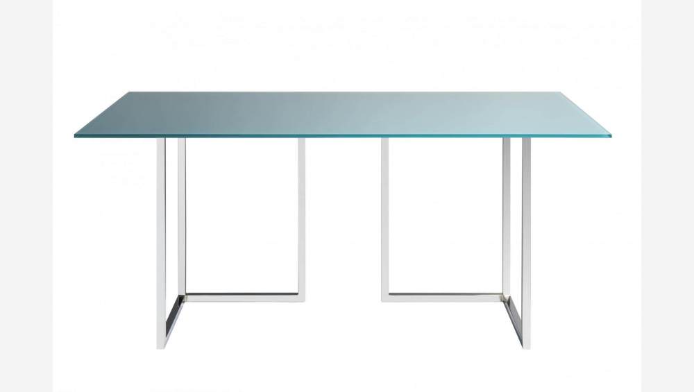 Plateau de table en verre trempé - Bleu canard - 160 x 80 cm