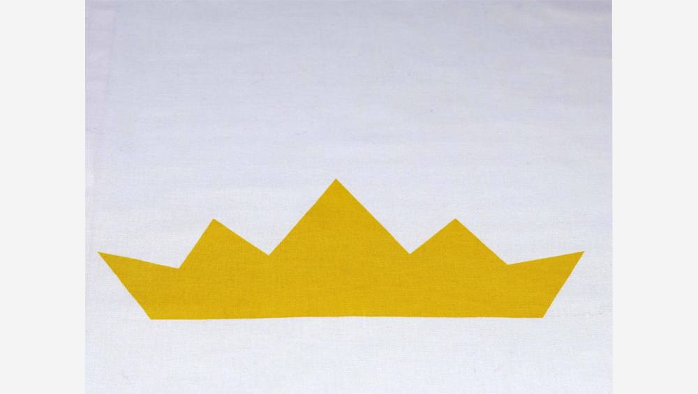 Parure de lit pour enfant en coton - 140 x 200 cm - Blanc et jaune