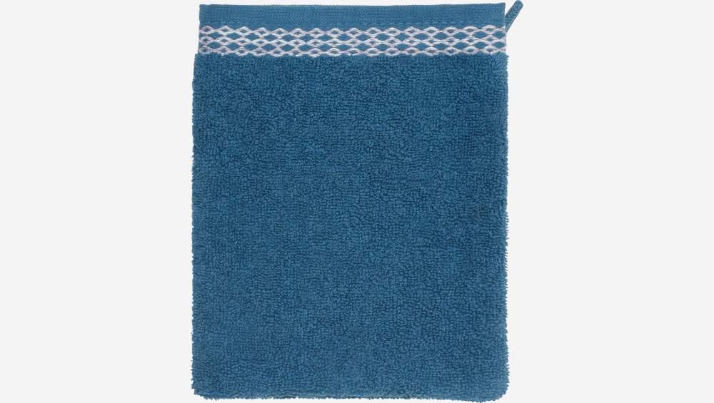 Luva de banho em algodão - Azul