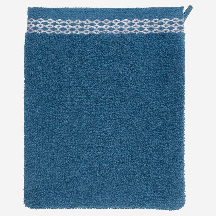 Luva de banho em algodão - Azul