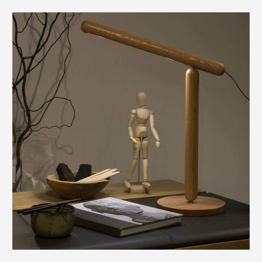 Bureaulamp 48cm van eikenhout - Design by Florent Coirier