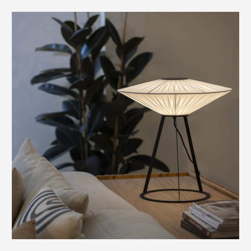 Lampada da tavolo - Acciaio e tessuto - Bianco e nero - Design by Béatrice Durandard