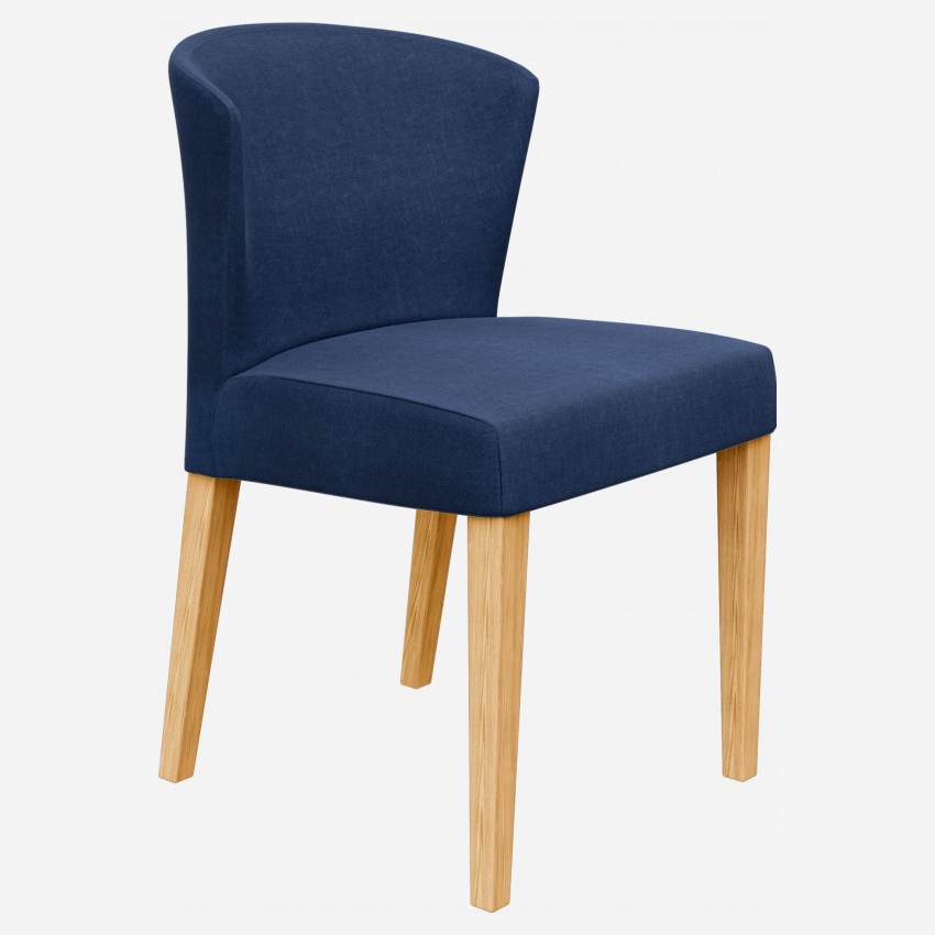 Cadeira de tecido - Azul escuro - Pés de carvalho