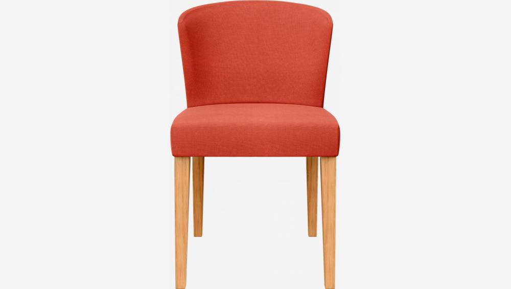 Stuhl mit Stoffbezug - Orange - Stuhlbeine aus Eiche