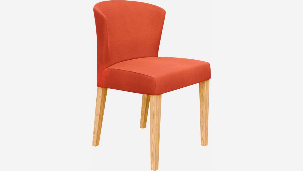 Chaise en tissu - Orange - Pieds chêne