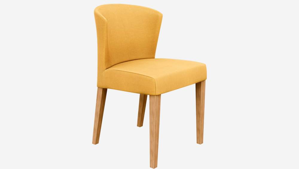 Stuhl mit Stoffbezug - Gelb - Stuhlbeine aus Eiche