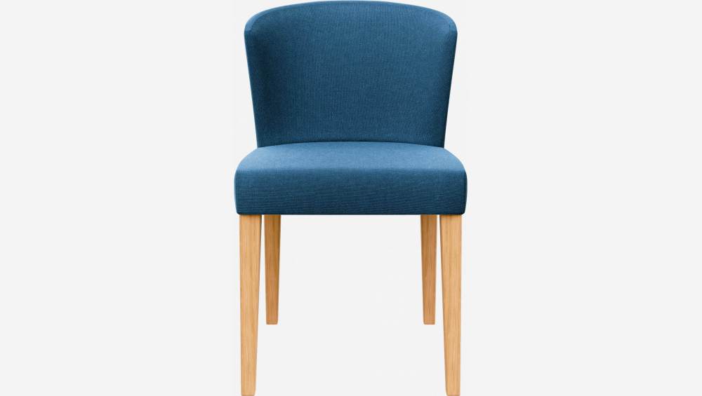 Stuhl mit Stoffbezug - Indigoblau - Stuhlbeine aus Eiche