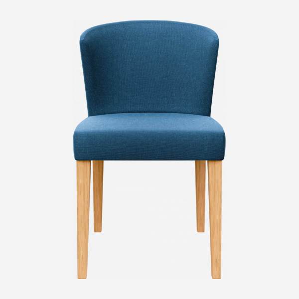 Cadeira de tecido - Azul índigo - Pés de carvalho