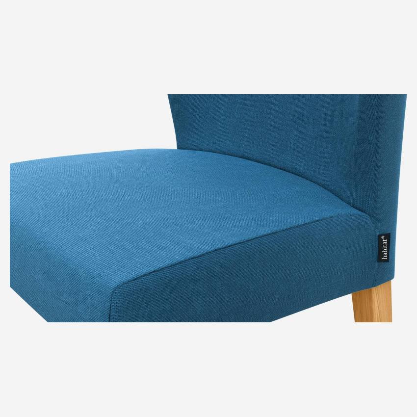 Chaise en tissu - Bleu indigo - Pieds chêne