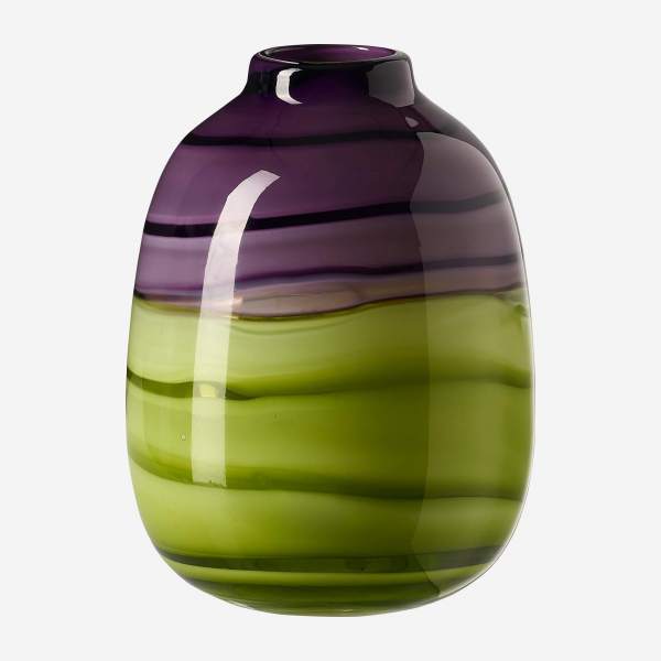 Vase en verre soufflé bouche -  Violet et vert